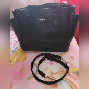 Coach Black Crossgrain Leather Diaper Bag (model number F57786).